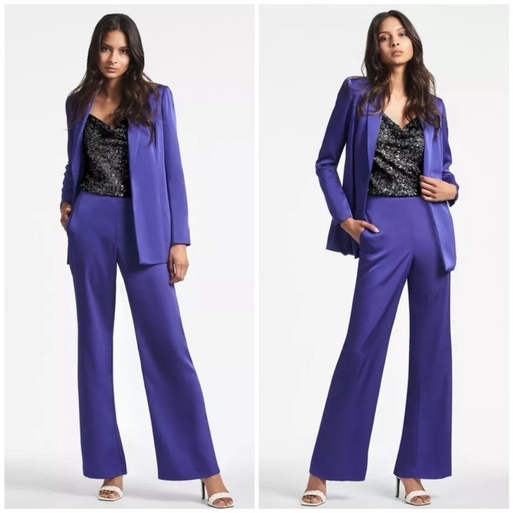 Sachin + Babi purple Violet Alli Wide-Leg Satin Pants